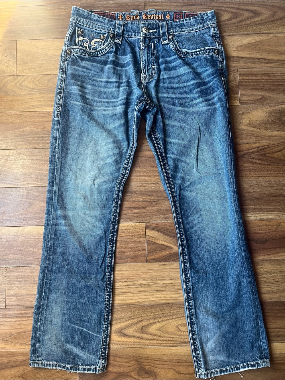 Rock Revival Men’s Blue Straight Jeans Size 34